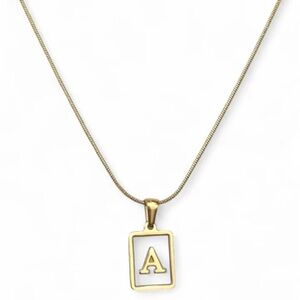 NWT Farrah B Jewelry Gold Iridescent Initial Pendant Necklace